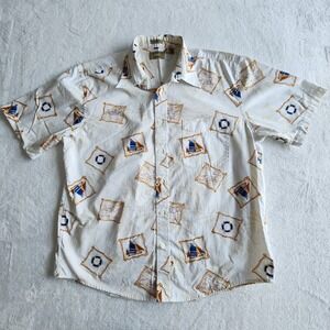 Natural Issue Nautical Shirt Mens L Boats Boating Yachts Maps Sailing Summer